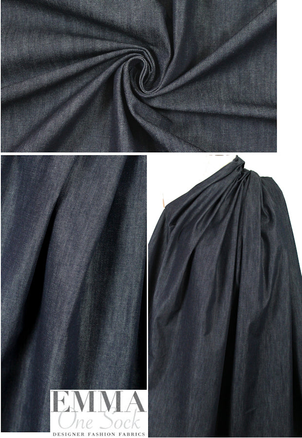 The0ry dark blue denim, lighter weight, little stretch