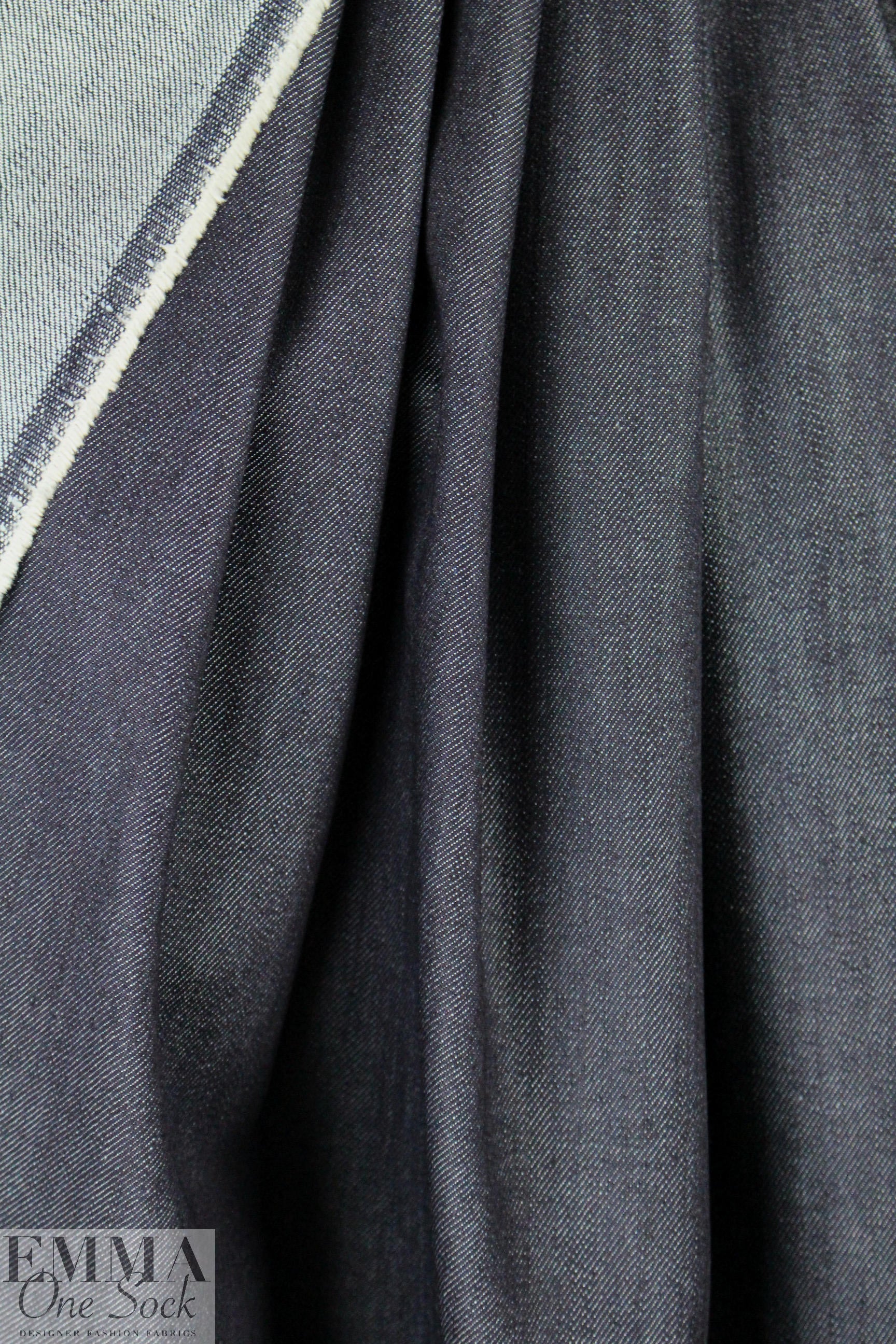 designer dark blue twill weave stretch denim 2.5 yd