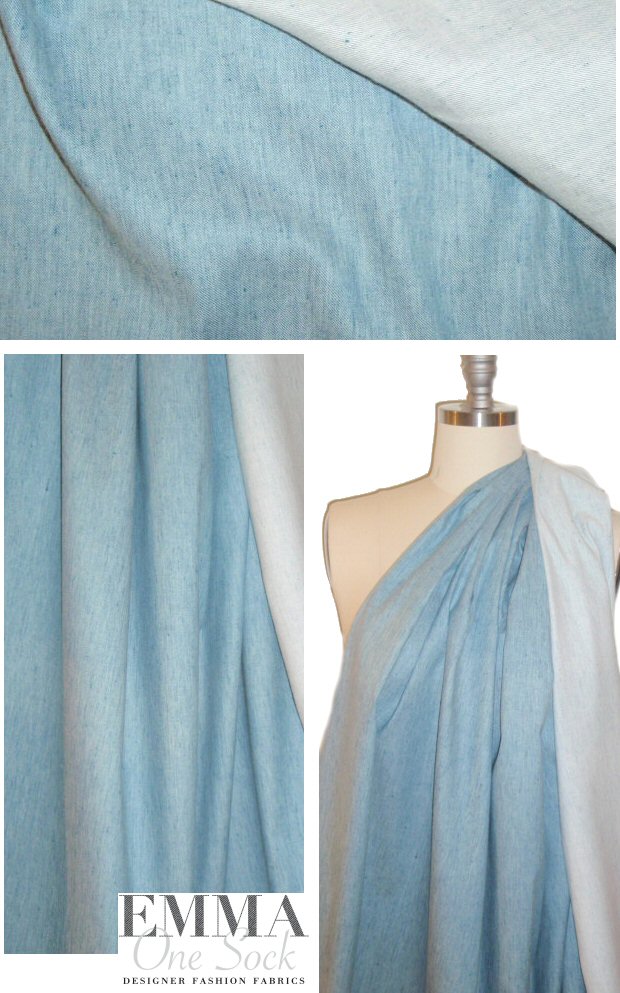 NY designer stretch cotton denim - faded slub 1.75 yds