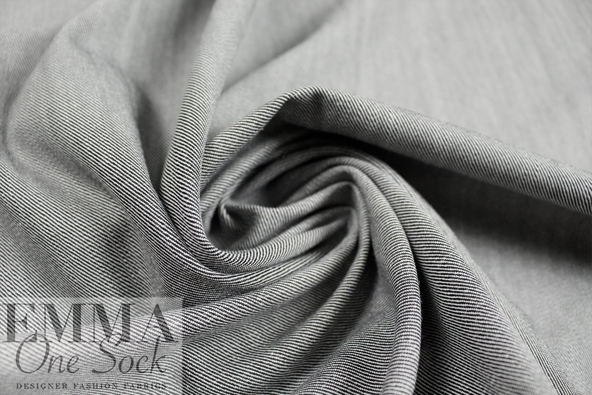 NY designer cotton/spandex stretch denim - black/white 1.375 yds