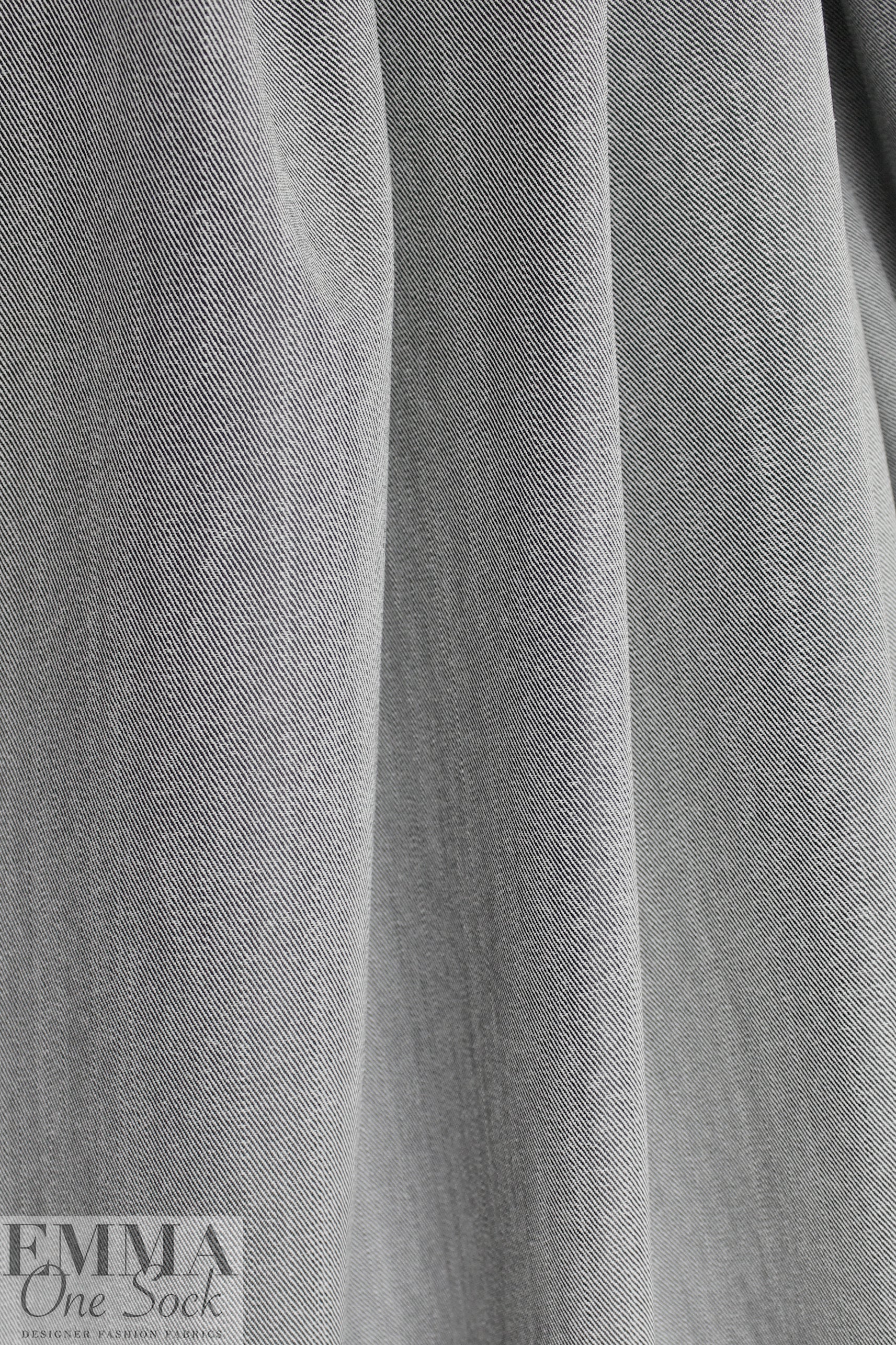 NY designer cotton/spandex stretch denim - black/white 1.375 yds