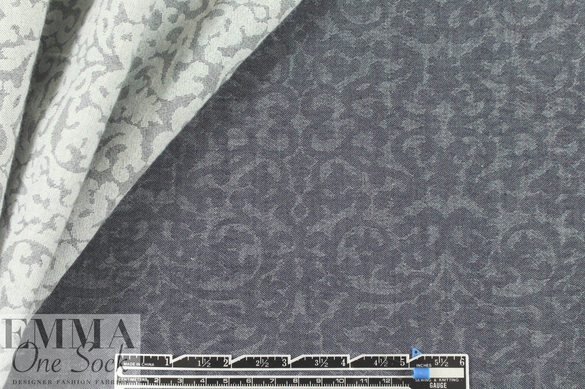 Italian jacquard weave stretch denim - scroll