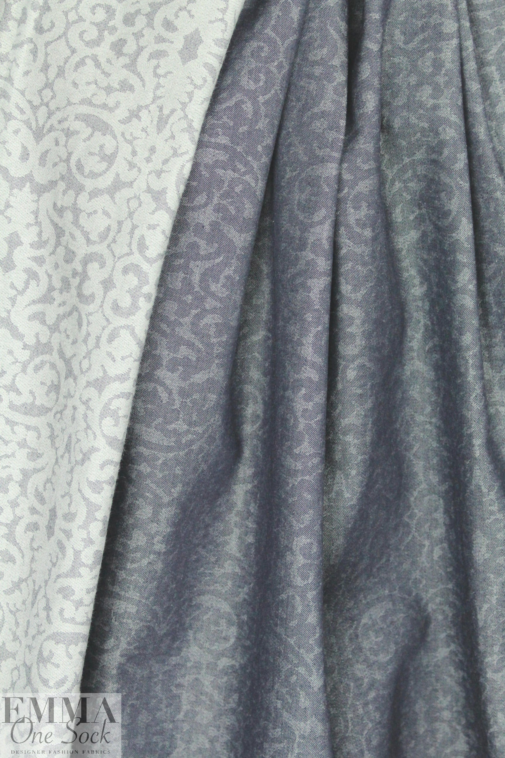 Italian jacquard weave stretch denim - scroll 1.75 yd