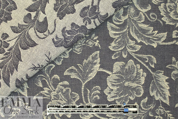 Italian jacquard weave stretch denim - flower 1.75 yds
