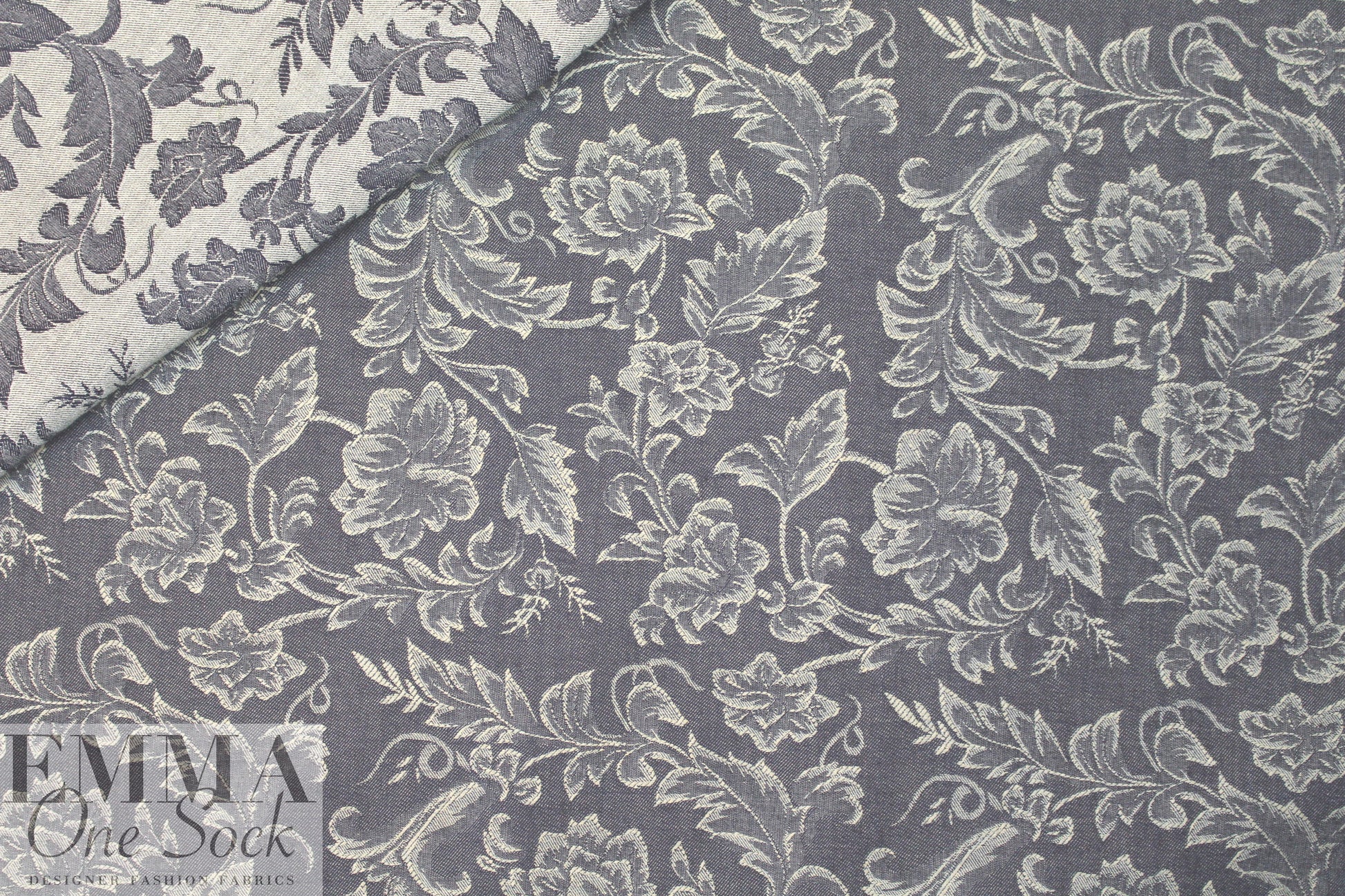Italian jacquard weave stretch denim - flower 1.75 yds