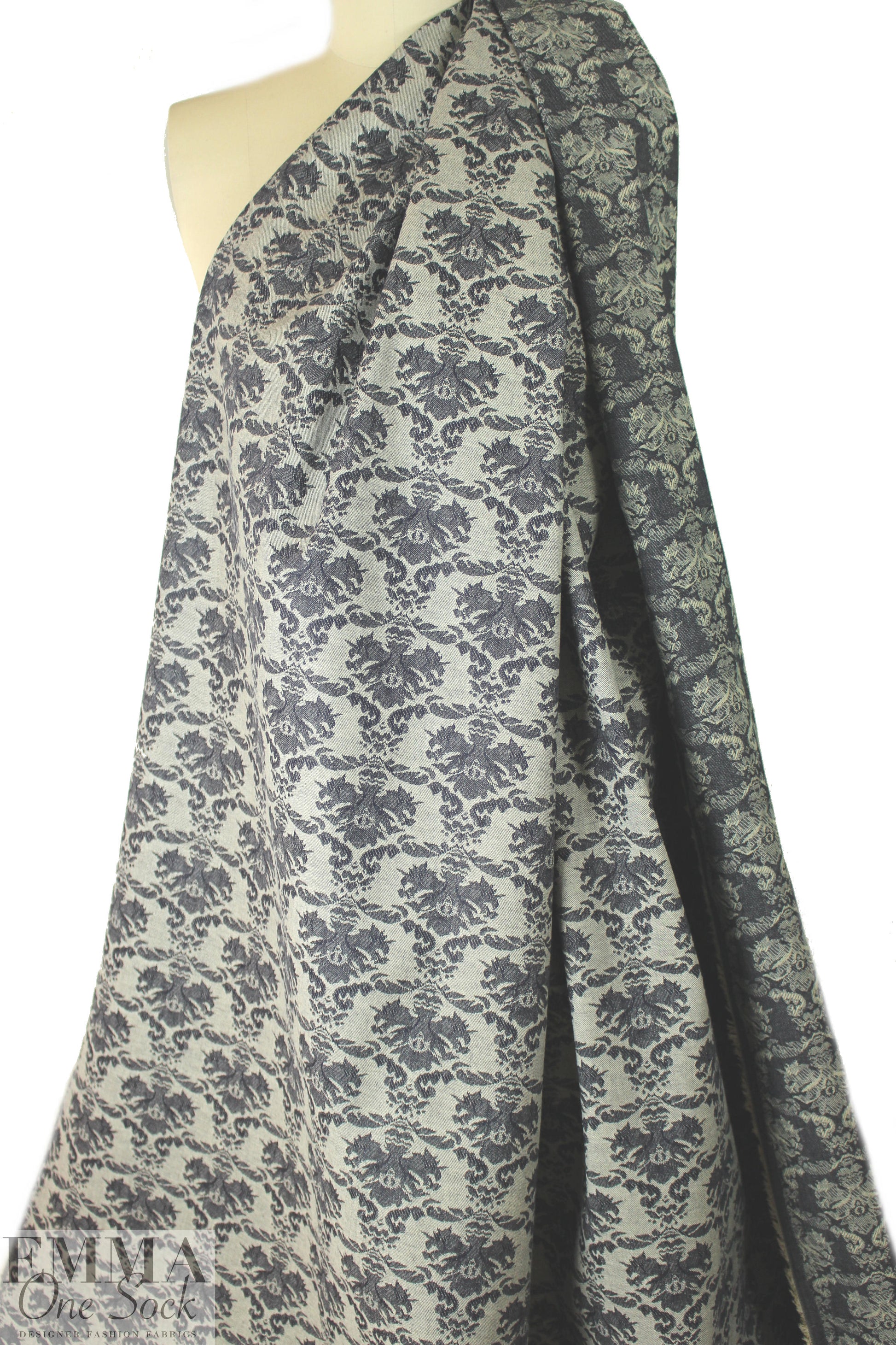 Italian jacquard weave stretch denim - medallion 1.75 yd