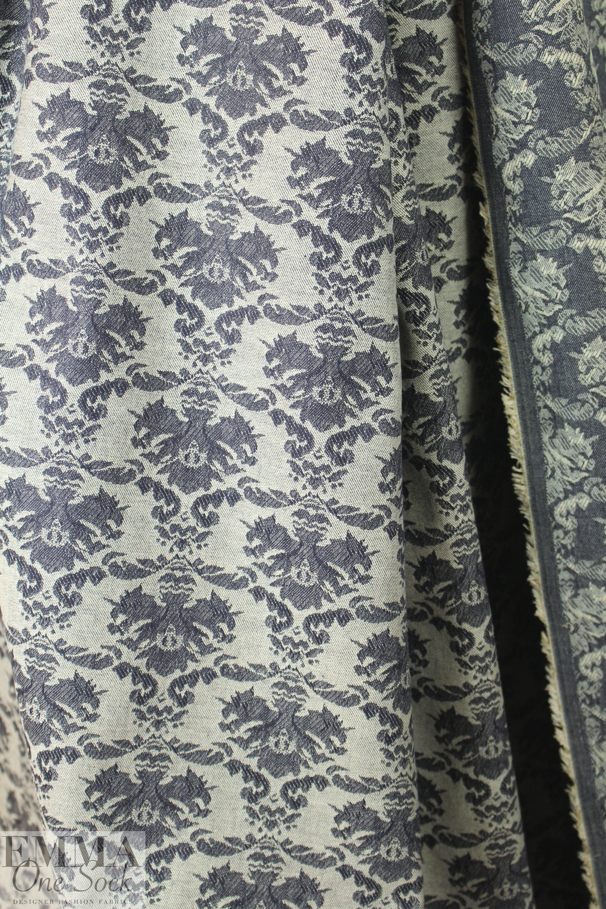 Italian jacquard weave stretch denim - medallion 1.75 yd