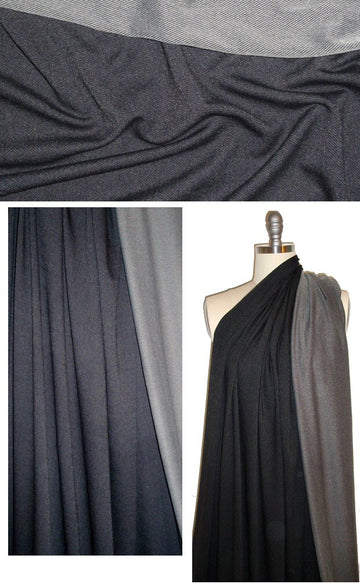 French off-black denim 4-way stretch knit 2 yds
