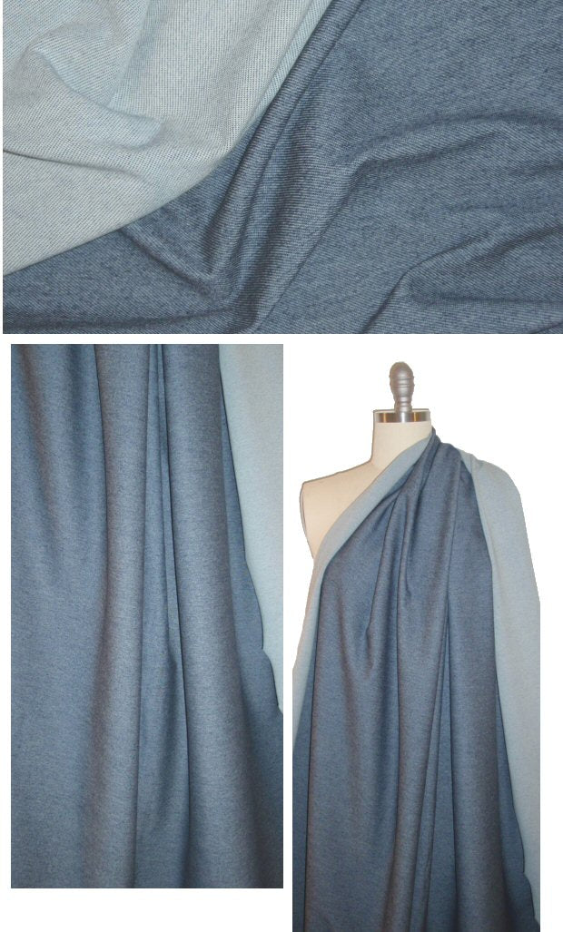famous designer blue denim 4-way vertical stretch knit