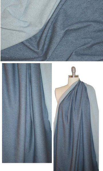 famous designer blue denim 4-way vertical stretch knit