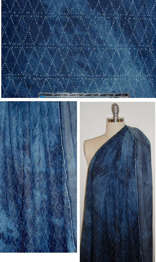 diamond dot bleachy indigo cotton blend denim
