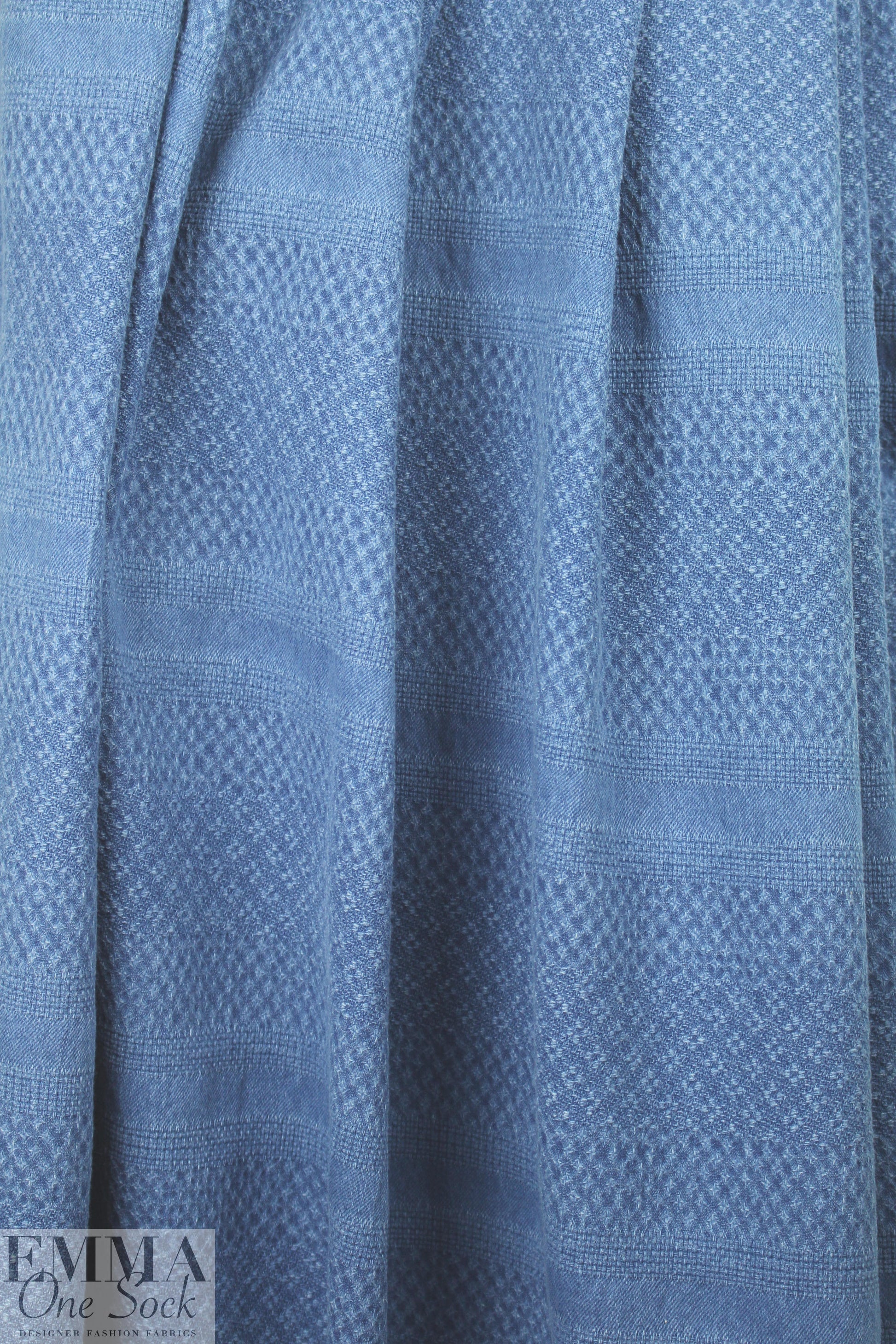 NY designer shirred stitch textured denim woven 1.75 yds
