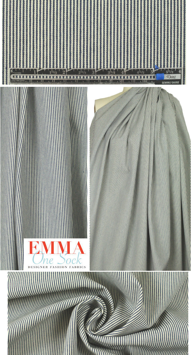 'railroad' stripe stretch denim - blue/natural