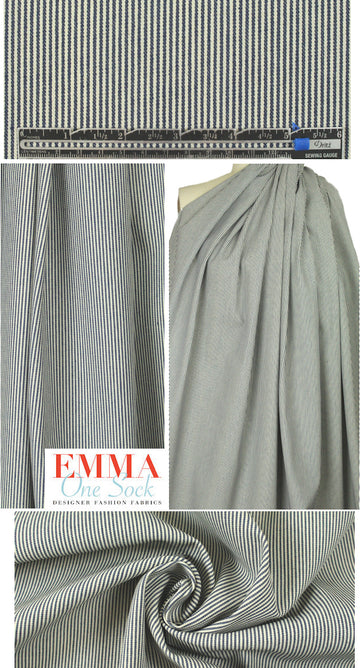 'railroad' stripe stretch denim - blue/natural