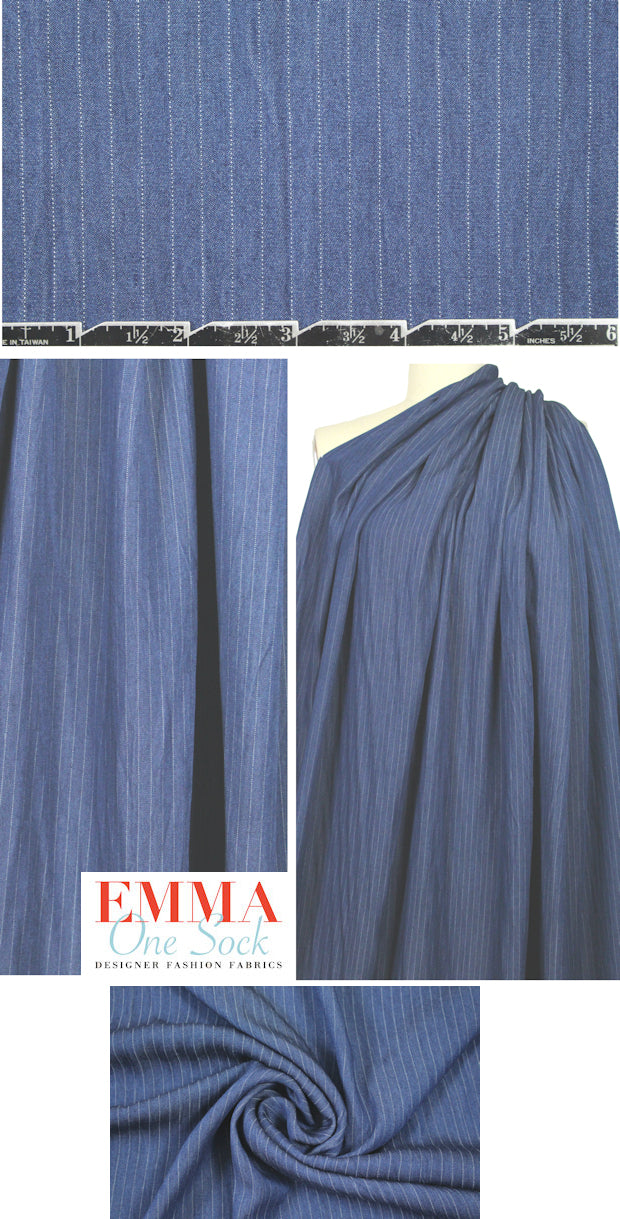 lightweight and drapey rayon denim stripe woven 1.5 yd