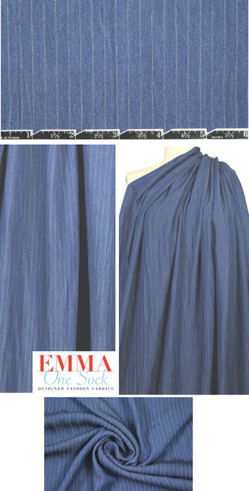 lightweight and drapey rayon denim stripe woven 1.75 yd