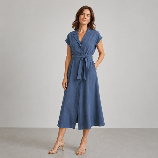 "Queen Bee" cupro/linen/tencel woven - denimy blue