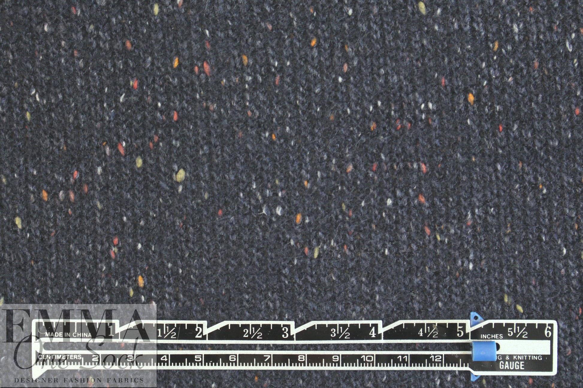 tweedy, speckled sweater knit - mood indigo 1 yard