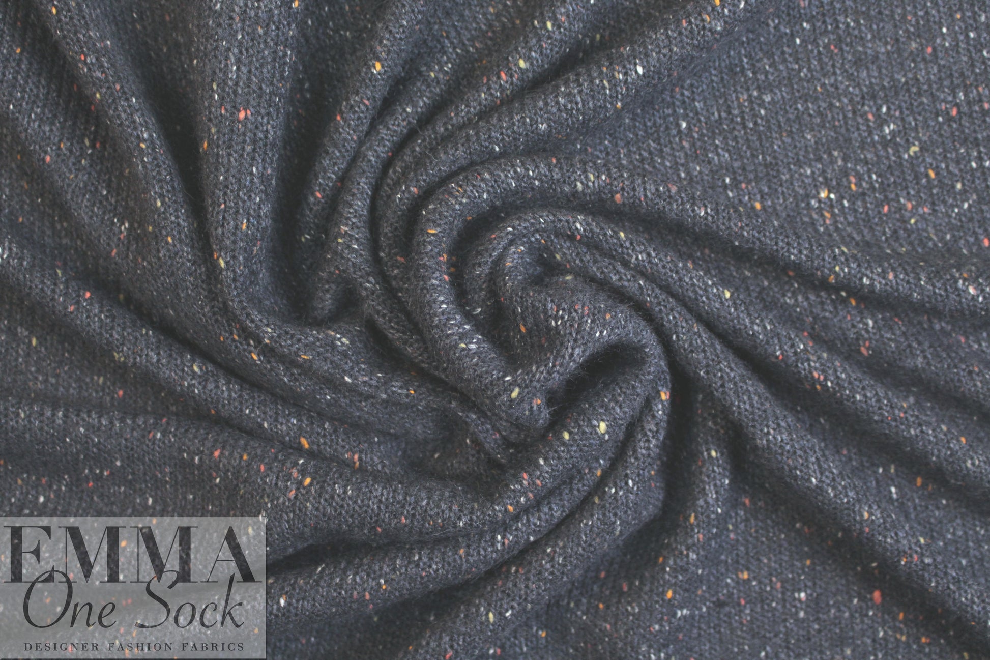 tweedy, speckled sweater knit - mood indigo 1 yard
