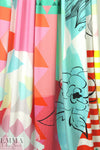 French digital viscose knit panel - cubist, illustrated