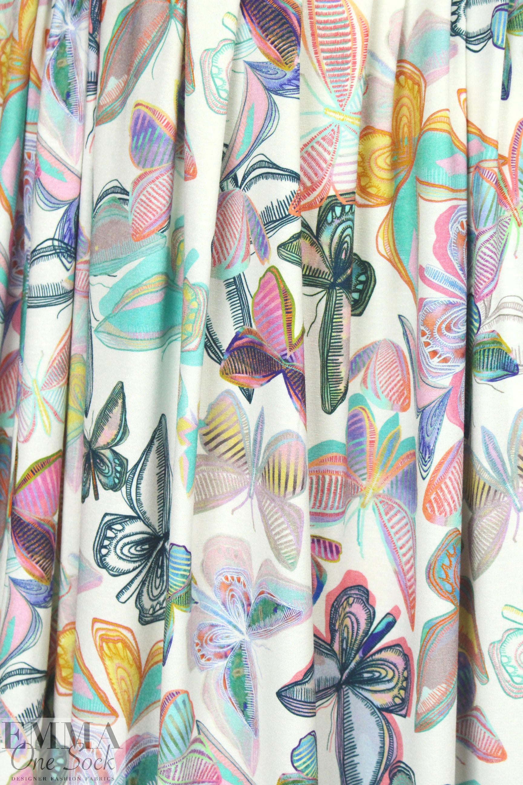 Italian digital viscose knit - deco butterflies