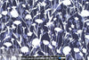 Italian digital viscose knit - denim floral silhouette