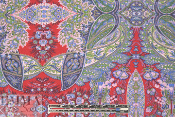 Italian digital viscose knit - blue/red paisley