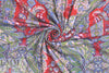Italian digital viscose knit - blue/red paisley 1.5 yds