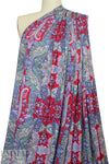 Italian digital viscose knit - blue/red paisley 1.66 yd