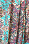 Italian digital viscose knit - turq/raspberry paisley
