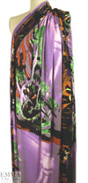 Italian digital viscose panel knit - orange/leaf/lilac