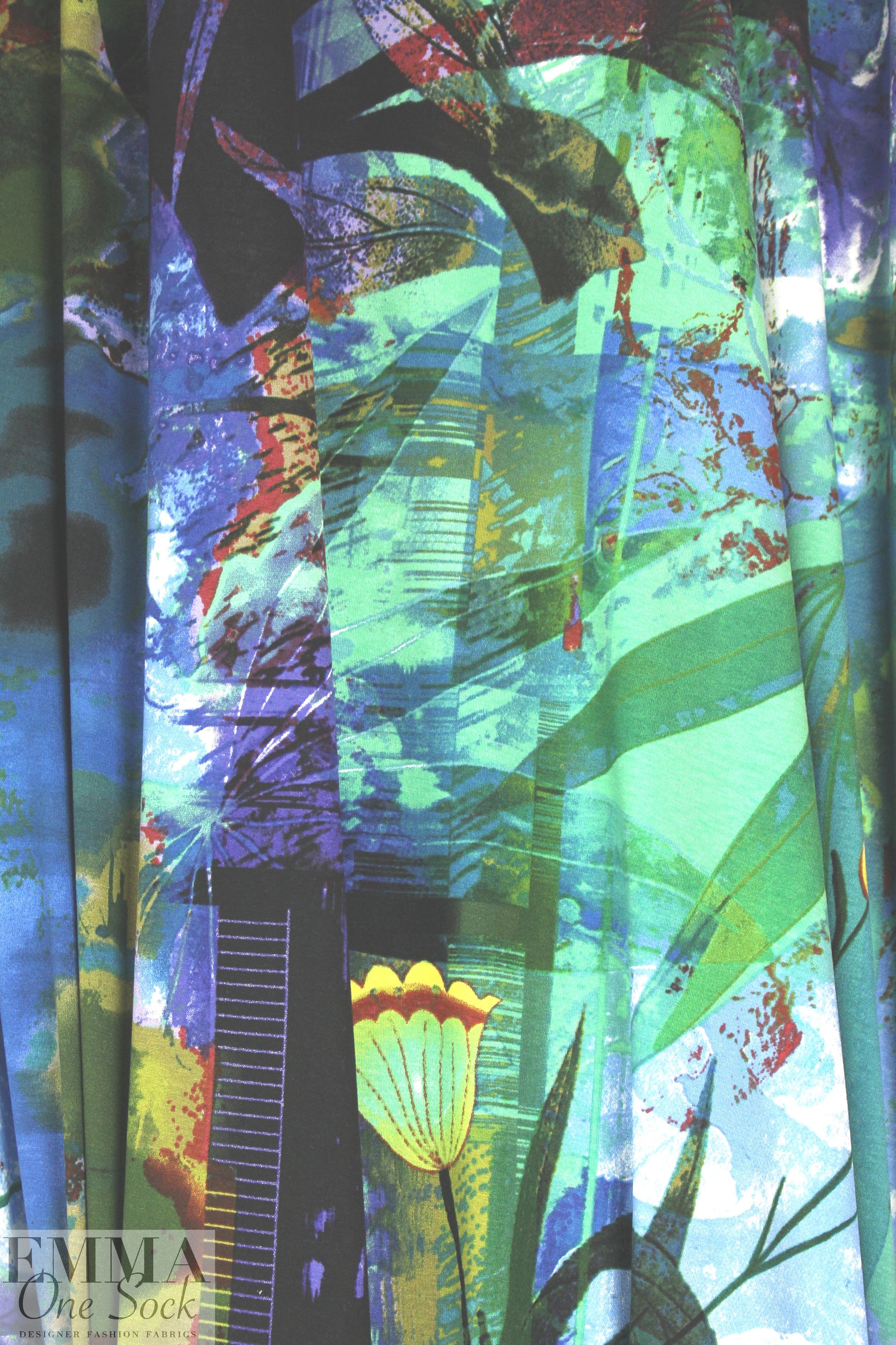 Italian digital viscose knit - flowery montage