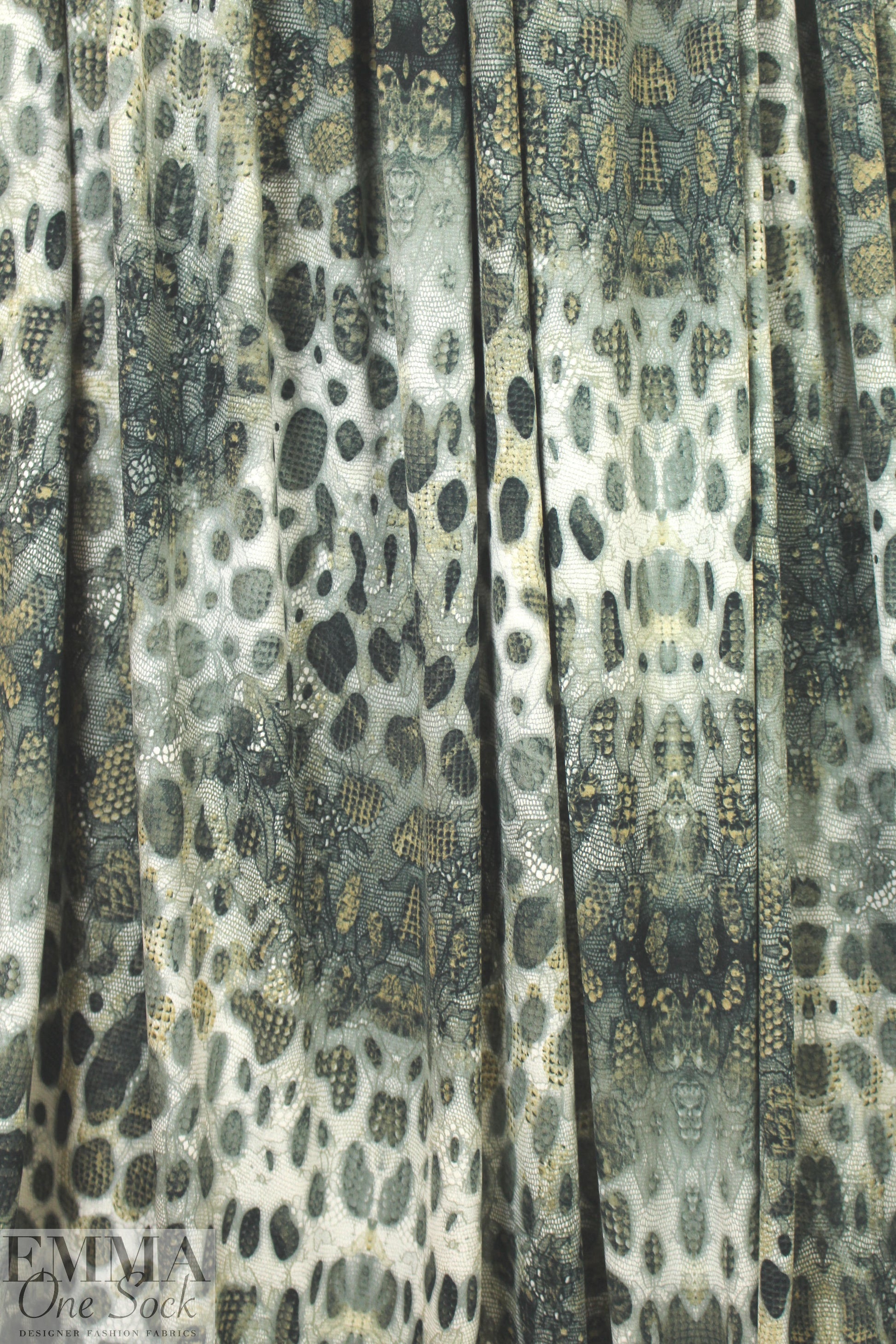Italian digital viscose knit - green cellular abstract .66 yds