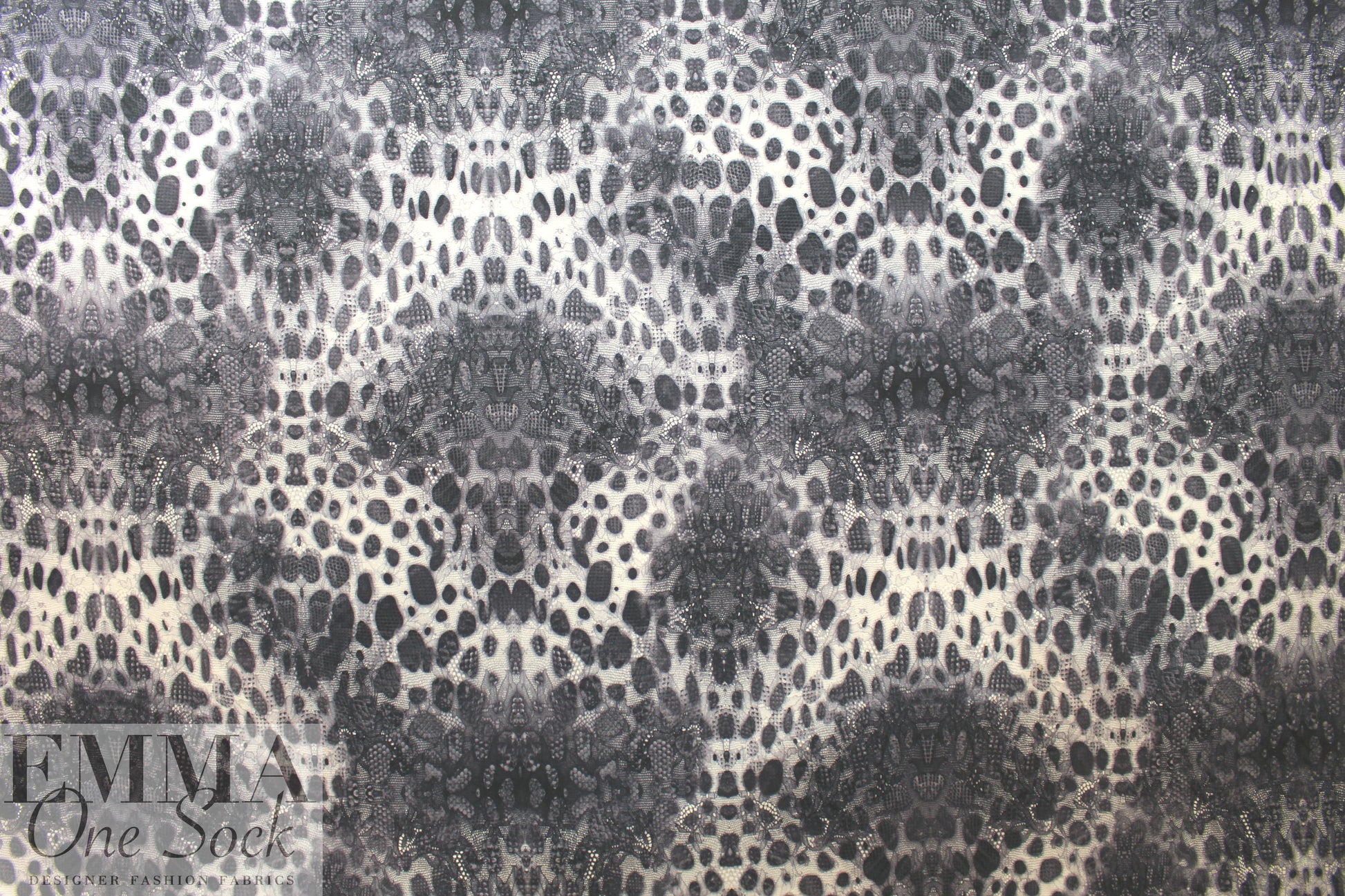 Italian digital viscose knit - slate cellular abstract