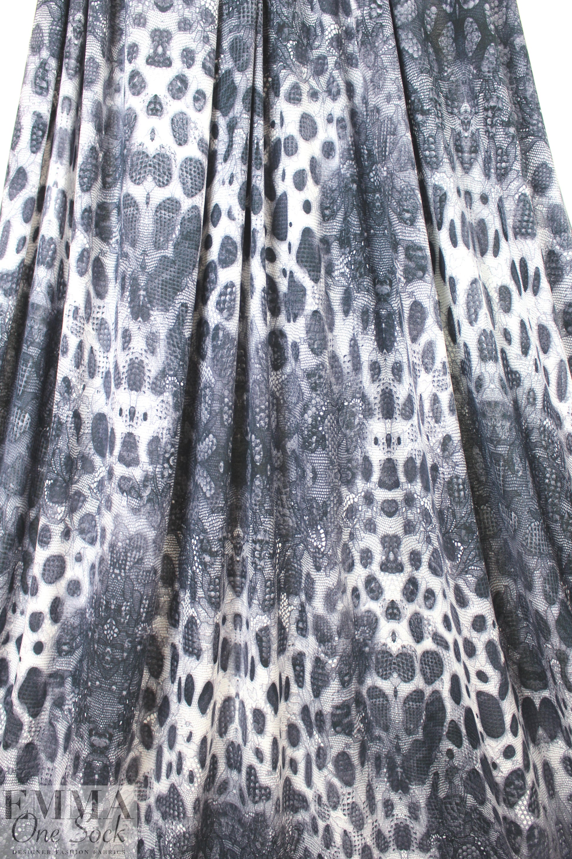 Italian digital viscose knit - slate cellular abstract