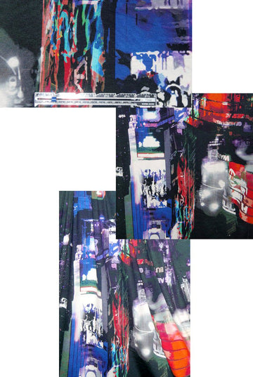 French Times Square at night digital knit 2.25 yds