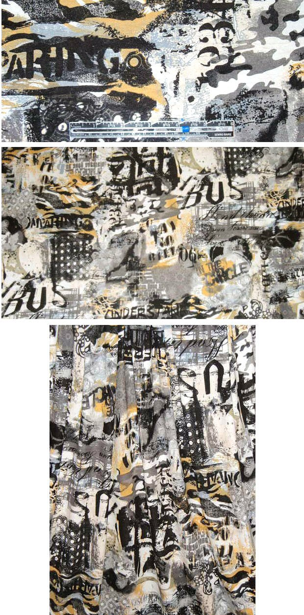 French gold/gray 'Twitter' montage digital knit