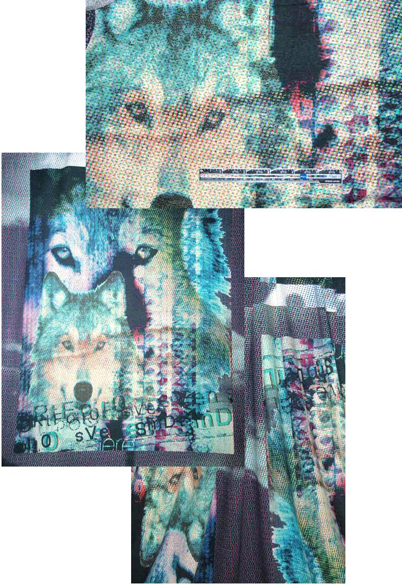 French 'wolves pixelated' digital knit 1.6 yds