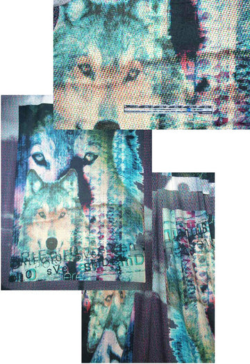 French 'wolves pixelated' digital knit 1.6 yds
