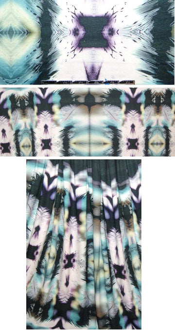 Italian 'edgy totem' digital knit - teal/violet 2 yds