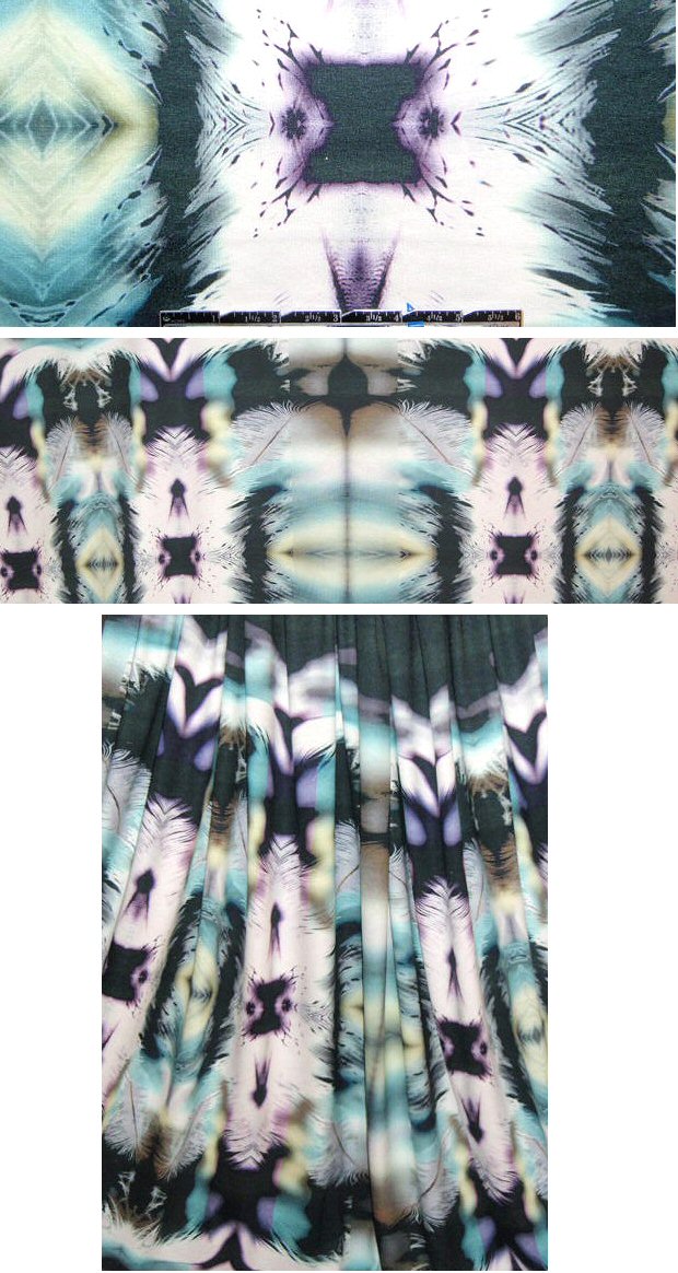 Italian 'edgy totem' digital knit - teal/violet