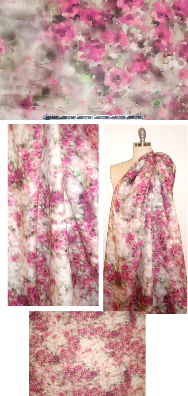 100% linen digital print - pink Monet 1.33 yds
