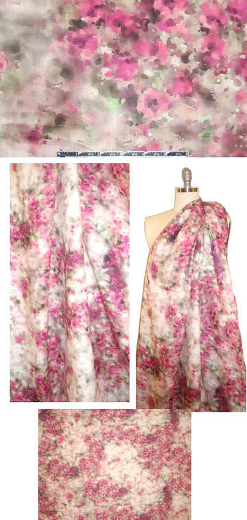 100% linen digital print - pink Monet