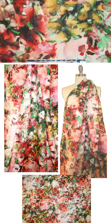 100% linen digital print - floral impressions 1.25 yds