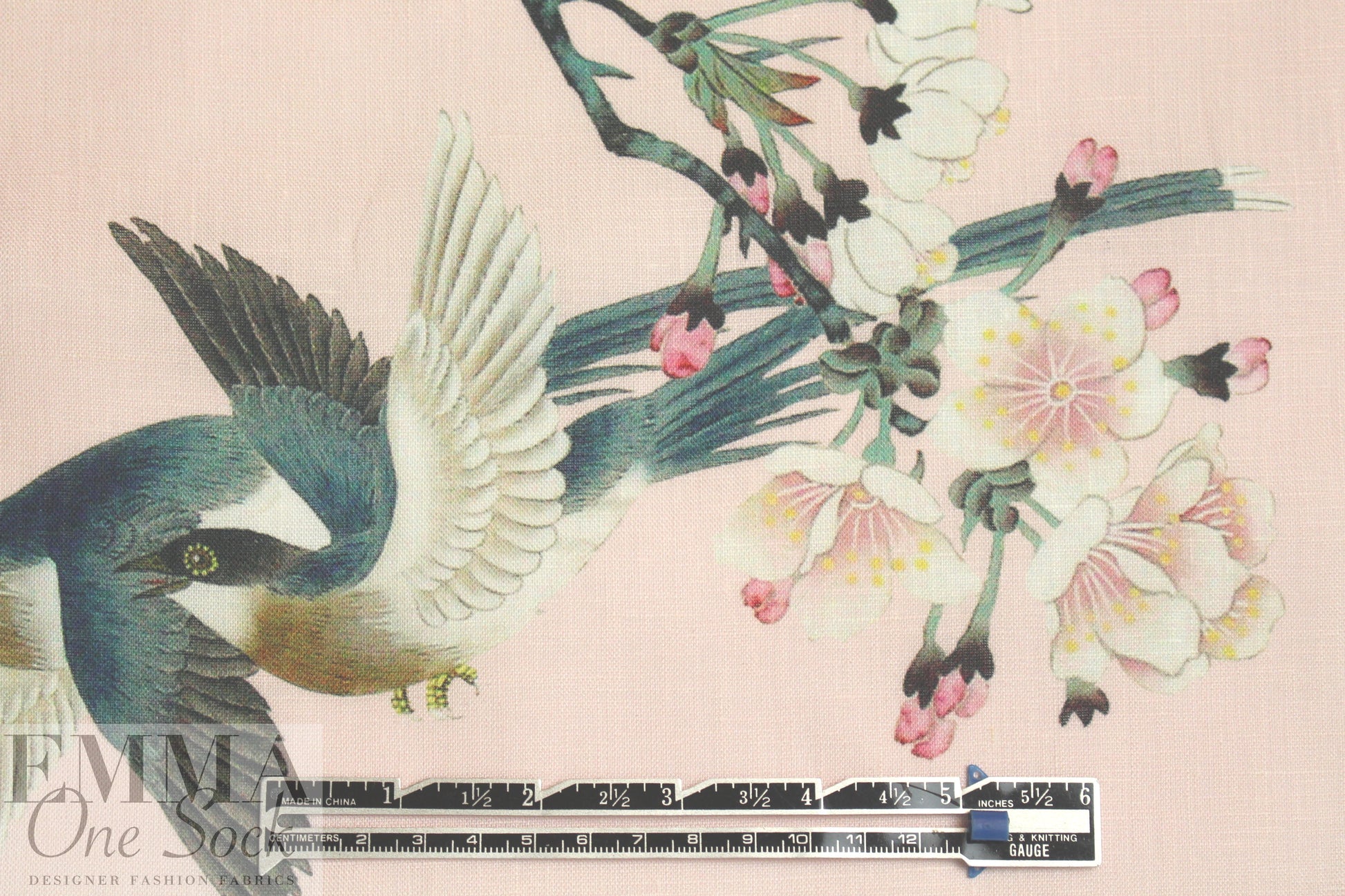 100% linen digital print - cherry blossoms 1.625 yd