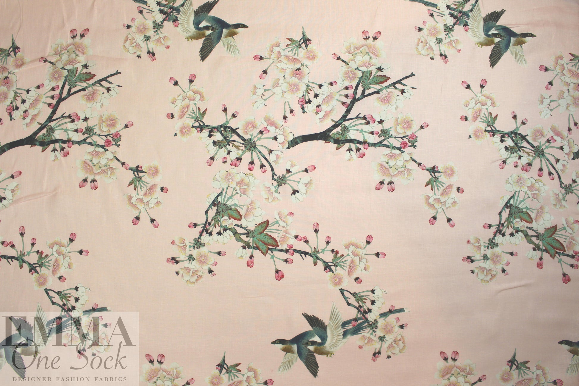 100% linen digital print - cherry blossoms 1.5 yds