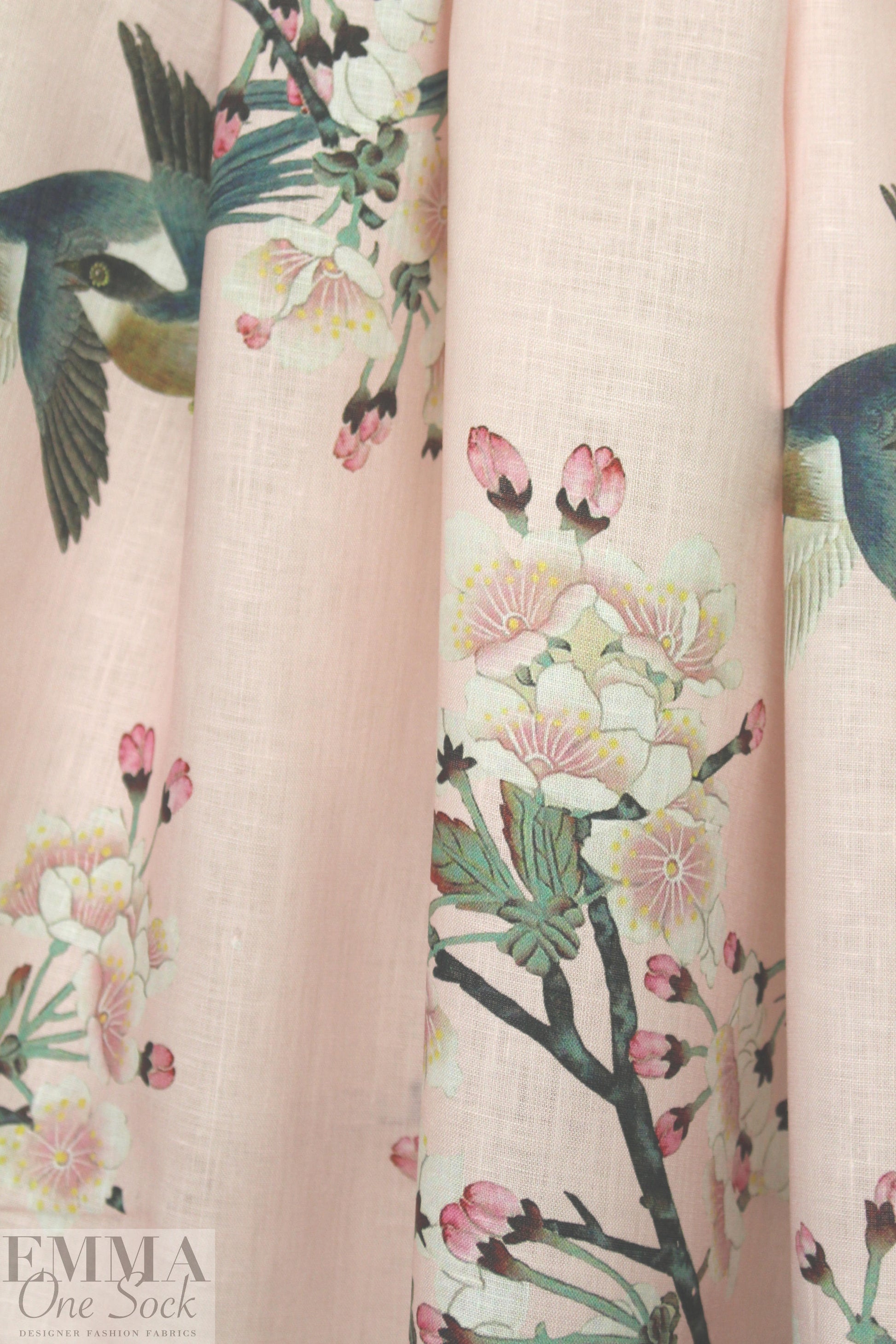 100% linen digital print - cherry blossoms 1.625 yd