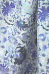 100% linen digital print - porcelain blue flowers