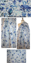 100% linen digital print - porcelain blue flowers .66 yds