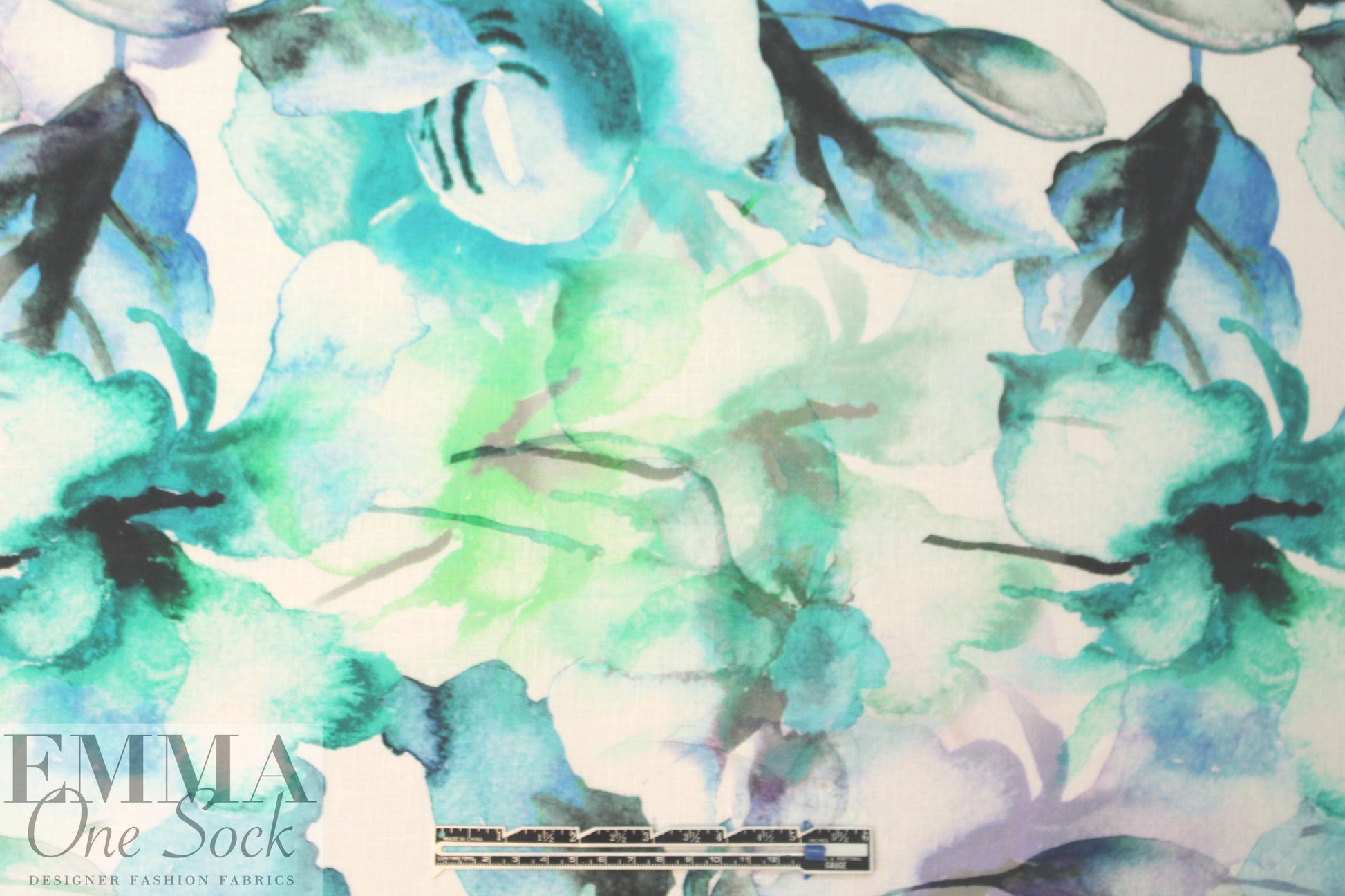 100% linen digital print - aquaflora